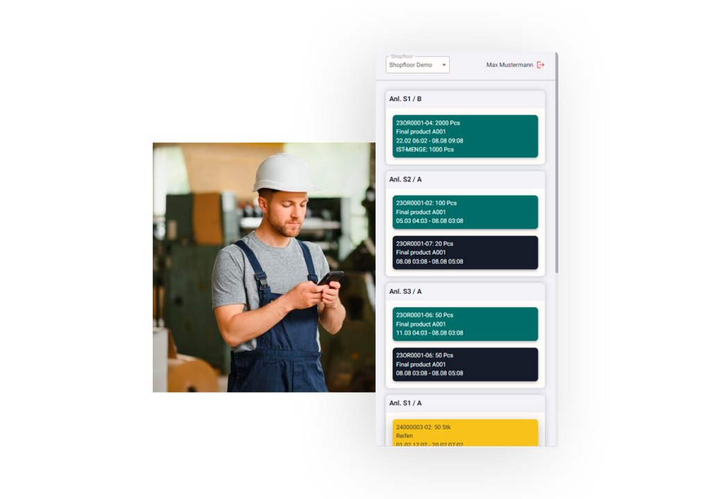 PPS System App Plantafel Rückmeldung aus Produktion